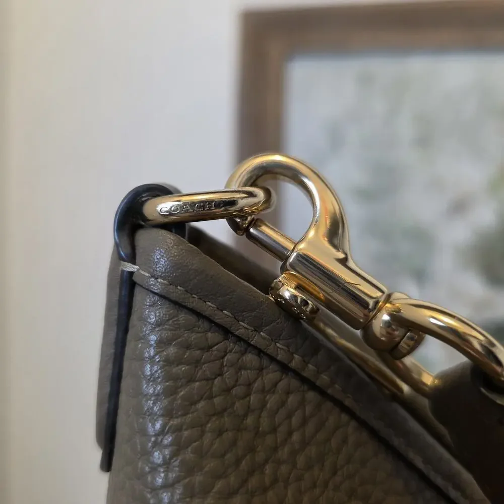 Coach Large Laurel Pebbled Leather Stone Gold Hardware